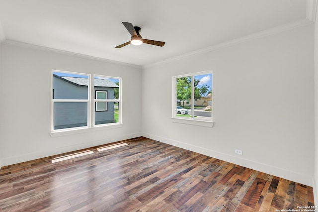 339 Thorain Blvd, San Antonio, TX 78212 - unfurnished room featuring crown molding, a ceiling fan, wood finished floors, and baseboards