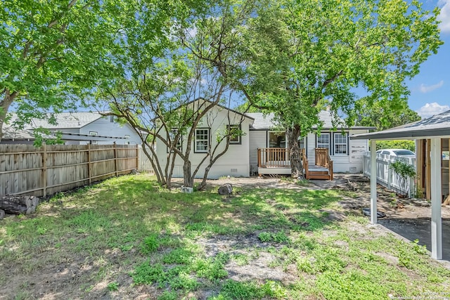 339 Thorain Blvd, San Antonio, TX 78212 - rear view of property with a wooden deck and crawl space