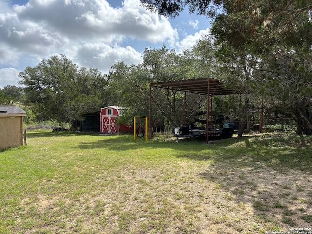 952 Madrona Rd, Pipe Creek, TX 78063 - view of green lawn with a carport and view of scattered trees