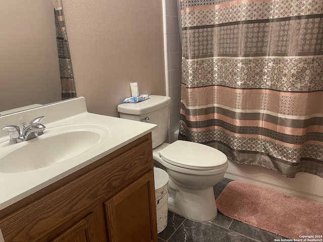 4122 Chinkapin Oak, San Antonio, TX 78223 - bathroom featuring toilet, vanity, and a shower with curtain