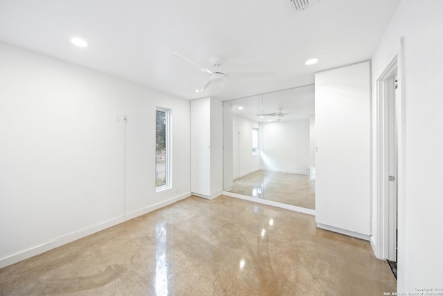 543 Leigh, San Antonio, TX 78210 - unfurnished room featuring finished concrete floors, ceiling fan, and recessed lighting