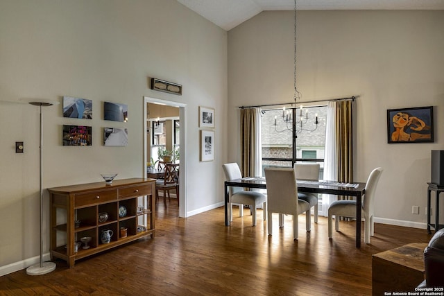 7011 Washita Way, San Antonio, TX 78256 - dining space with healthy amount of natural light, wood finished floors, high vaulted ceiling, and baseboards