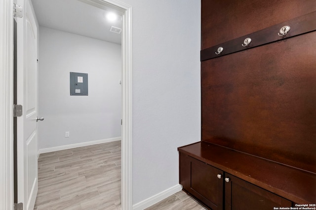 164 Antler Bnd, San Antonio, TX 78253 - mudroom with light wood-type flooring and electric panel