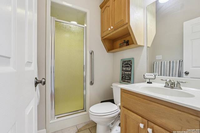 269 Red Rose, Spring Branch, TX 78070 - bathroom with a stall shower, vanity, and tile patterned floors