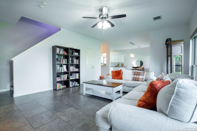 3606 Mill Mdw, San Antonio, TX 78247 - living room featuring ceiling fan and baseboards
