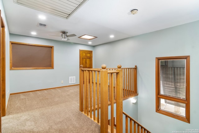 13810 S Port Blf, San Antonio, TX 78216 - hall featuring an upstairs landing, carpet, baseboards, and recessed lighting