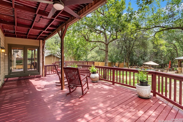 13810 S Port Blf, San Antonio, TX 78216 - deck featuring a ceiling fan