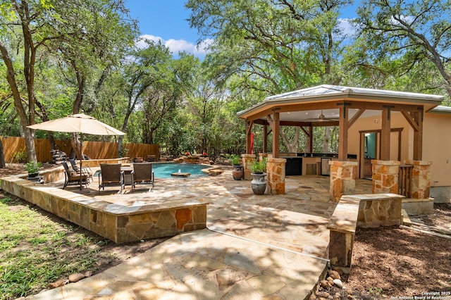 13810 S Port Blf, San Antonio, TX 78216 - fenced backyard with a gazebo and a patio