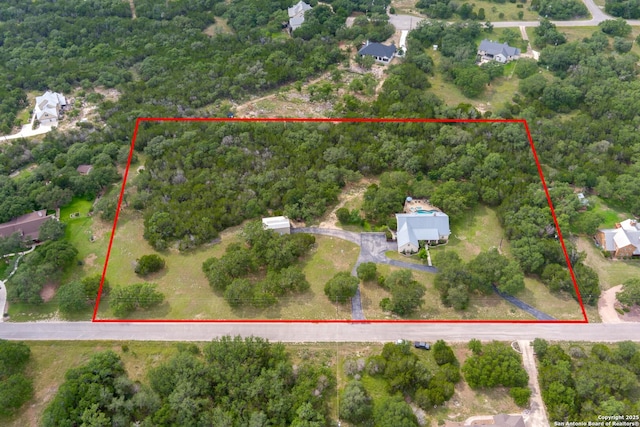 278 Stonebrook, New Braunfels, TX 78132 - aerial view of property's location with a forest and property parcel outlined