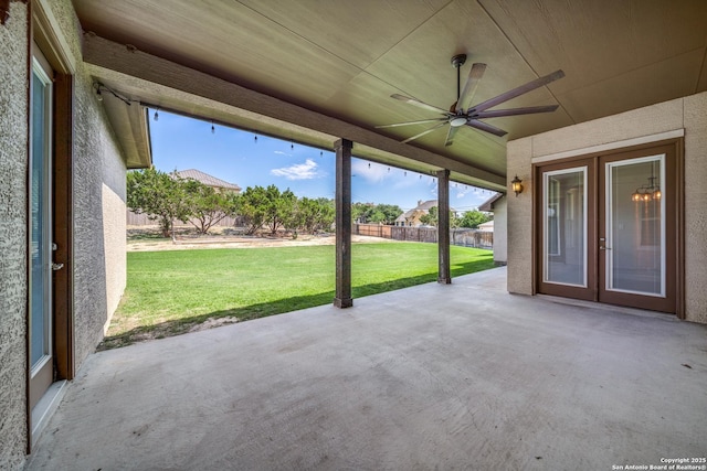 1703 Slumber Pass, San Antonio, TX 78260 - view of patio / terrace featuring a ceiling fan and french doors