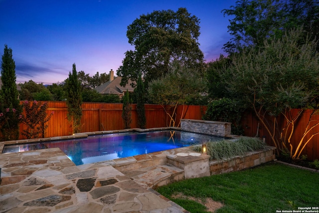28915 Porch Swing, Boerne, TX 78006 - pool at dusk featuring a fenced backyard