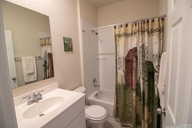 10322 Lady Bird, San Antonio, TX 78252 - bathroom with vanity, shower / bath combo with shower curtain, and a textured wall