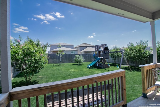 10322 Lady Bird, San Antonio, TX 78252 - fenced backyard featuring a playground and a residential view