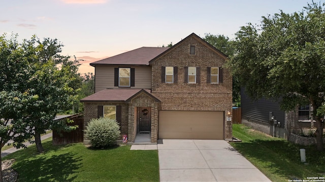 220 Hinge, Cibolo, TX 78108 - traditional-style home with an attached garage, brick siding, and driveway
