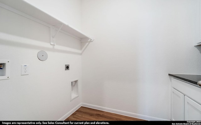 6564 Cibolo Spgs, Converse, TX 78109 - washroom featuring dark wood-style flooring, hookup for an electric dryer, and washer hookup