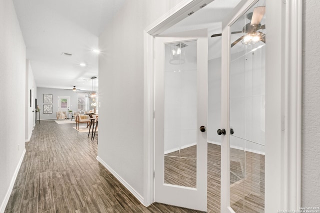 336 Salz, San Antonio, TX 78260 - hallway featuring dark wood finished floors and french doors
