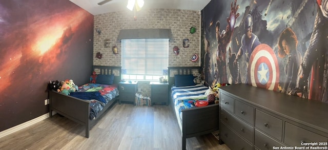30184 Bridlegate, Bulverde, TX 78163 - bedroom with wood finished floors and vaulted ceiling