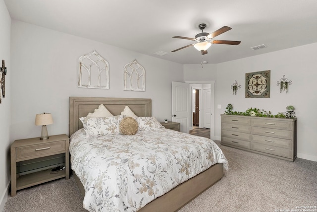 744 E Rio Azule, Pipe Creek, TX 78063 - bedroom with carpet and a ceiling fan