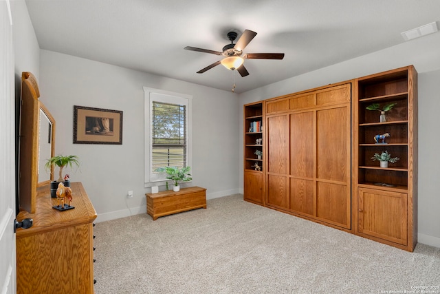 744 E Rio Azule, Pipe Creek, TX 78063 - home office featuring carpet flooring and ceiling fan
