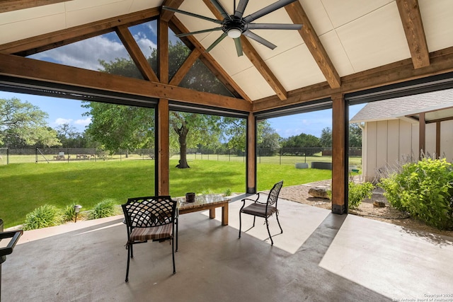 744 E Rio Azule, Pipe Creek, TX 78063 - fenced backyard with a patio and a ceiling fan