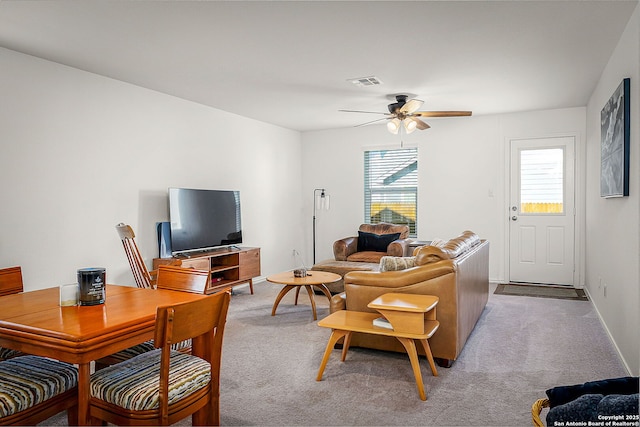 175 Amber, Maxwell, TX 78656 - living area featuring carpet floors and a ceiling fan