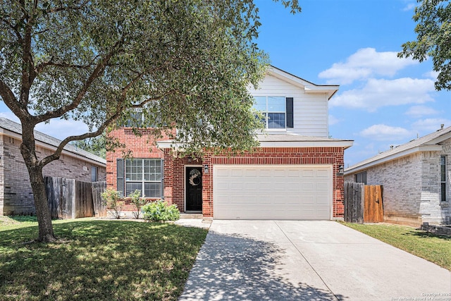 13812 Riverbank Pass, Helotes, TX 78023 - view of front of house featuring brick siding, driveway, and an attached garage