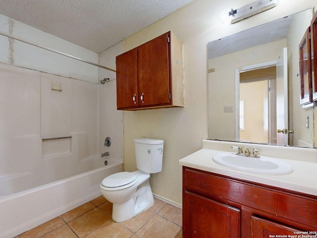 3415 Twining, San Antonio, TX 78211 - bathroom with tile patterned floors, vanity, shower / tub combination, and a textured ceiling