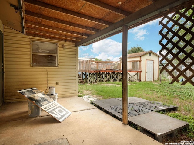 3415 Twining, San Antonio, TX 78211 - view of patio / terrace featuring a storage shed