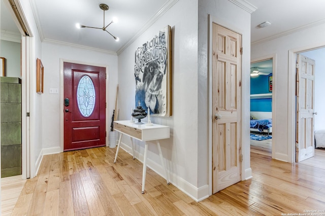 1332 Grey Oak Dr, San Antonio, TX 78213 - entrance foyer featuring light wood-style flooring and ornamental molding