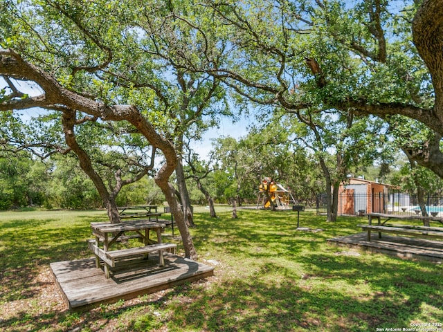 1131 Meadow Stream Rd, Spring Branch, TX 78070 - view of yard with a playground and view of scattered trees