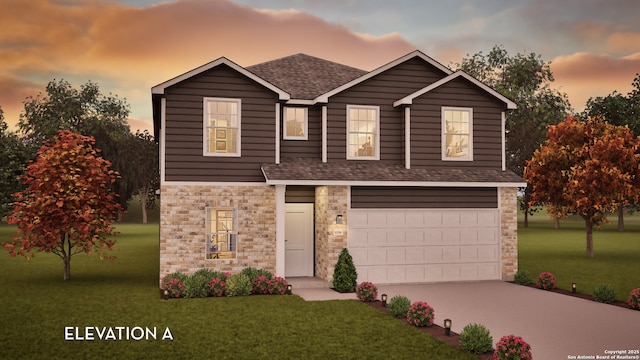 14704 Lower Holw, San Antonio, TX 78252 - view of front of house with a garage, a front yard, and driveway