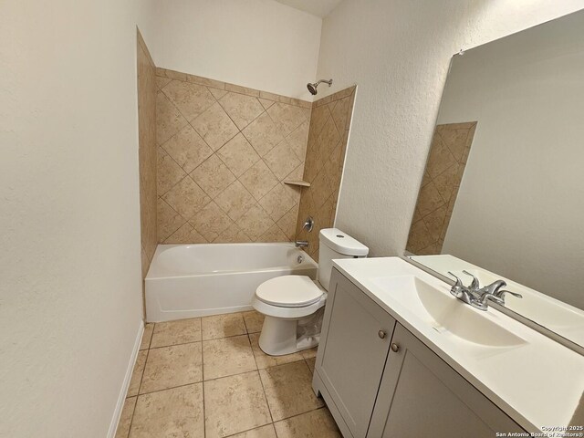 6723 Luckey Pond, San Antonio, TX 78252 - bathroom with vanity,  shower combination, a textured wall, and tile patterned floors
