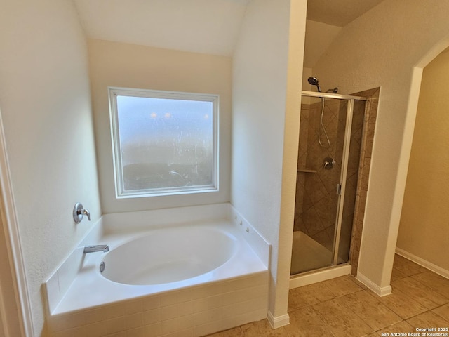 6723 Luckey Pond, San Antonio, TX 78252 - full bathroom with a garden tub, a shower stall, and tile patterned floors