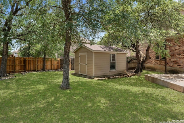 120 Red Bud, Boerne, TX 78006 - fenced backyard featuring a shed