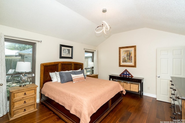 10707 Lake Path, San Antonio, TX 78217 - bedroom featuring dark wood-style flooring and vaulted ceiling