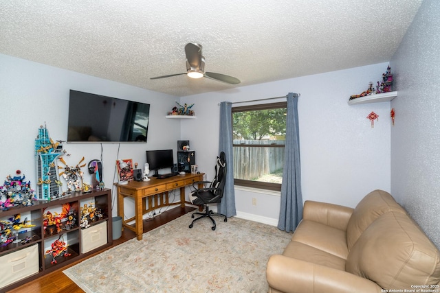 10707 Lake Path, San Antonio, TX 78217 - office featuring ceiling fan and a textured ceiling
