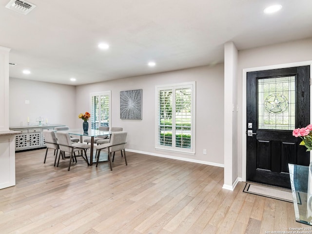 132 Wagon Trail Rd, Shavano Park, TX 78231 - dining room with light wood finished floors and recessed lighting