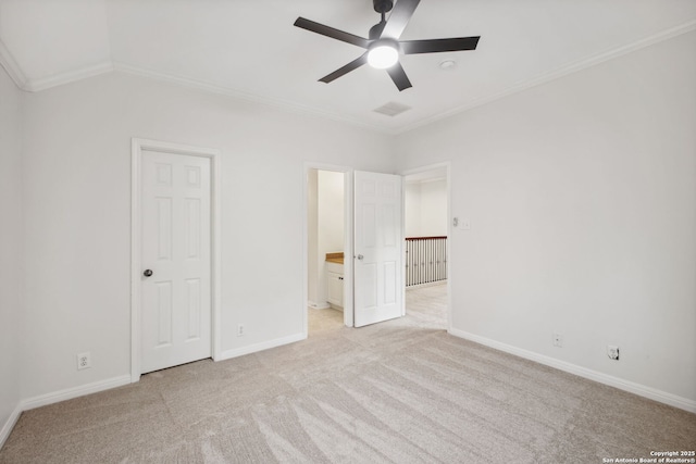 20907 Cactus Peak, San Antonio, TX 78258 - unfurnished bedroom featuring light carpet, ornamental molding, and ensuite bathroom