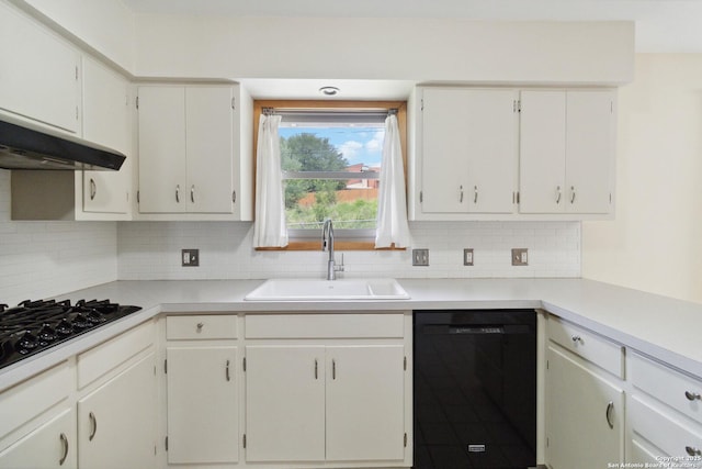 4722 Hollyridge, San Antonio, TX 78228 - kitchen featuring black appliances, decorative backsplash, and under cabinet range hood