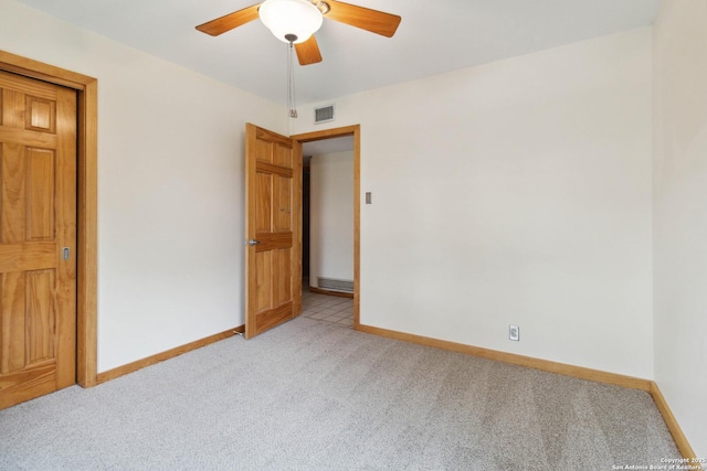 4722 Hollyridge, San Antonio, TX 78228 - spare room featuring light colored carpet and ceiling fan