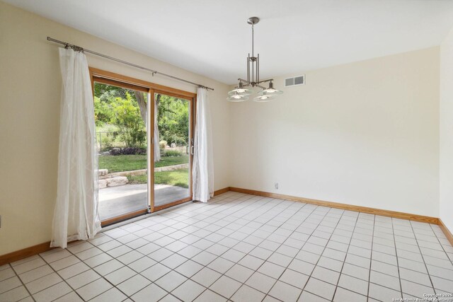4722 Hollyridge, San Antonio, TX 78228 - empty room featuring baseboards and a chandelier