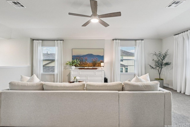 183 Amethyst Woodstar, San Antonio, TX 78253 - carpeted living room with ceiling fan and healthy amount of natural light