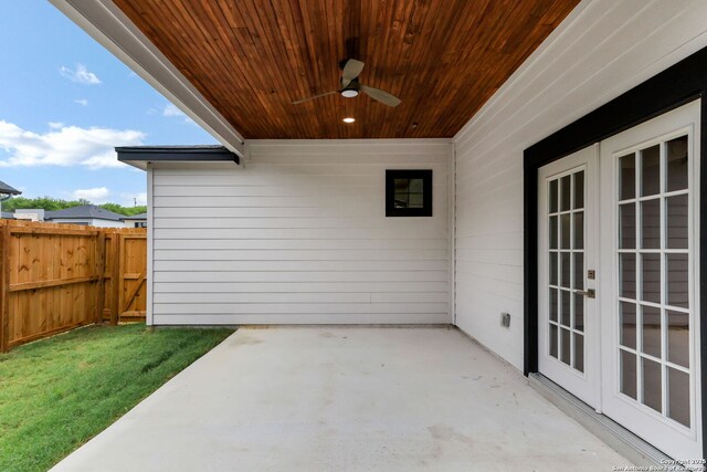 9911 Loma Alta Cir, Converse, TX 78109 - view of patio / terrace with french doors and ceiling fan