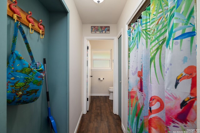 10567 Rocking M, Helotes, TX 78023 - hall with dark wood finished floors and baseboards