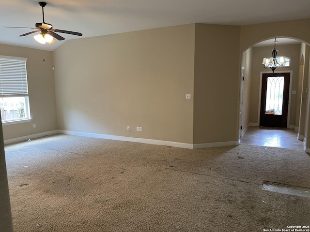 229 Gardner, Cibolo, TX 78108 - entryway featuring arched walkways, healthy amount of natural light, light colored carpet, and a ceiling fan