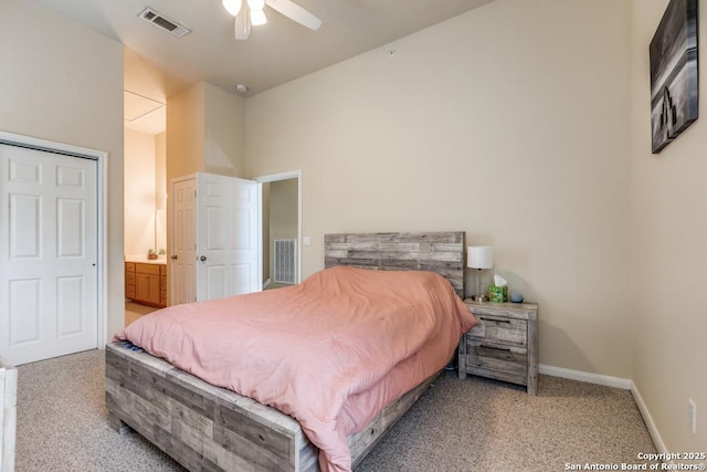 6160 Eckhert Rd, San Antonio, TX 78240 - carpeted bedroom with ensuite bathroom and ceiling fan
