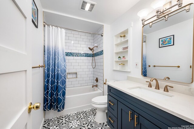 227 Devonshire, San Antonio, TX 78209 - full bathroom with vanity, shower / bath combination with curtain, and tile patterned flooring