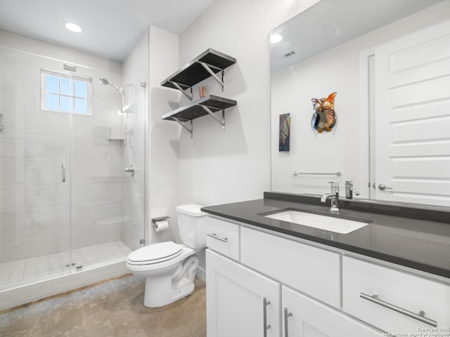338 E Olmos, San Antonio, TX 78212 - bathroom with vanity, a stall shower, and recessed lighting