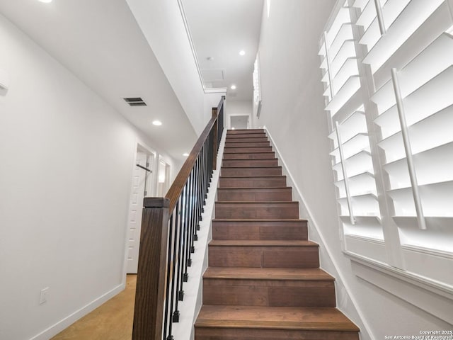 338 E Olmos, San Antonio, TX 78212 - stairway with recessed lighting and baseboards