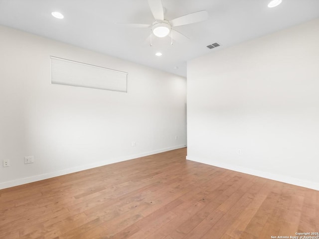 338 E Olmos, San Antonio, TX 78212 - empty room with ceiling fan, light wood-style flooring, and recessed lighting